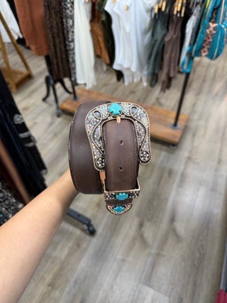 LS Rhinestone Women’s Western Belt (Tobacco)