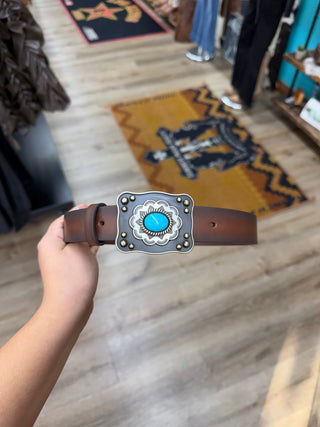 Ariat Kids Leather Turquoise Belt (Brown) A13090002