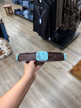 Angel Ranch Kids Leather Turquoise Belt (Brown) D130000302