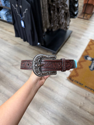 Angel Ranch Kids Leather Turquoise Belt (Brown) D130000302