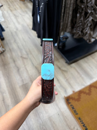Angel Ranch Kids Leather Turquoise Belt (Brown) D130000302