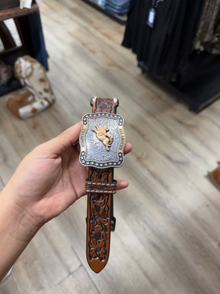 3D Kids Rodeo Embossed Leather Belt (Brown) D120002802