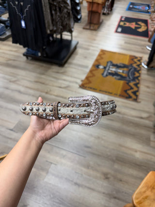 Angel Ranch Kids Studded Cowhide Belt (Brown) D130002102