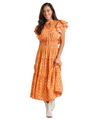 Panhandle Slim Women’s Tiered Maxi Dress (Orange) LWD0R06376