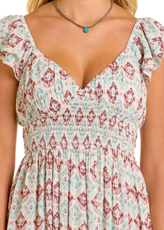 Rock and Roll Women’s Aztec Printed Maxi Dress (Natural) BWD0R06285