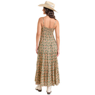 Rock and Roll Women’s Cactus Print Maxi Dress (Burnt Orange) BWD0R06286