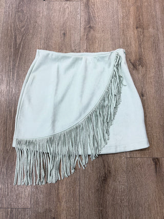 Rock and Roll Women’s Studded Fringe Mini Skirt (Mint) BW69B04515