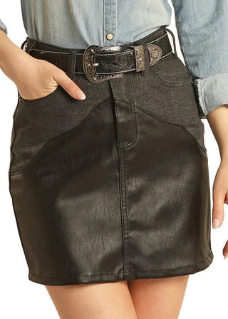 Rock and Roll Women’s Western Style Yoke Mini Skirt (Black) RRWD69R0H3