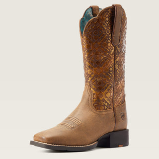 Ariat Women’s Round Up Wide Square Toe Boot (Bare Brown) 10044431