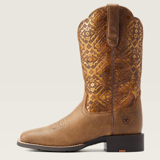 Ariat Women’s Round Up Wide Square Toe Boot (Bare Brown) 10044431