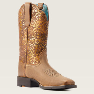 Ariat Women’s Round Up Wide Square Toe Boot (Bare Brown) 10044431