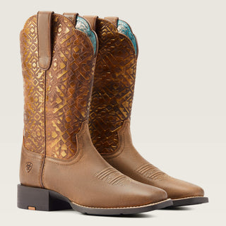 Ariat Women’s Round Up Wide Square Toe Boot (Bare Brown) 10044431