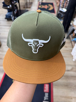 Rodeo Bully Flat Billed Cap (Green/Mustard) RBH0014553