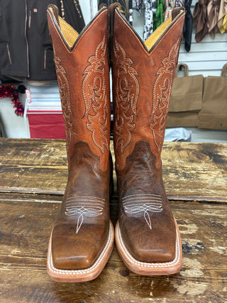 CORRAL TEENS TN BROWN/SHEDRON EMBROIDERY SQ. TOE BOOT -T0217