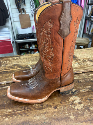 CORRAL TEENS TN BROWN/SHEDRON EMBROIDERY SQ. TOE BOOT -T0217
