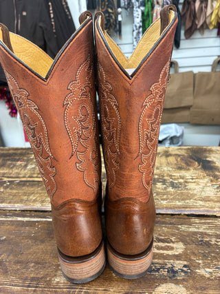 CORRAL TEENS TN BROWN/SHEDRON EMBROIDERY SQ. TOE BOOT -T0217