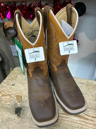 Smoky Mountain Kids Square Toe Boot (BROWN OIL DISTRESS/TAN) -3516