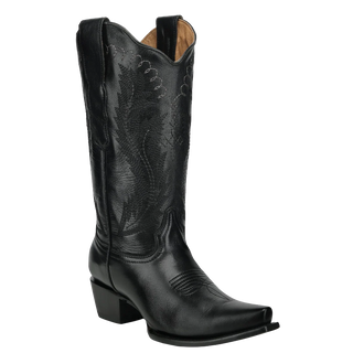 WOMEN’S EMBROIDERY TRIAD BLACK SNIP TOE CIRCLE G COWBOY BOOT-L6339