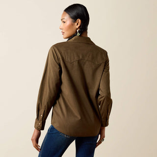 Ariat Autumn Drift Western Snap Shirt(OLIVE SUEDE)-10079318