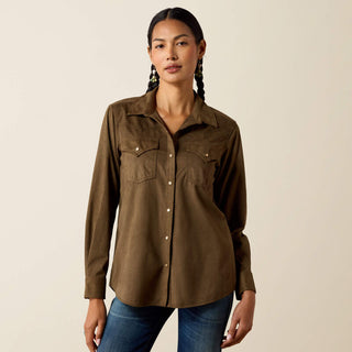 Ariat Autumn Drift Western Snap Shirt(OLIVE SUEDE)-10079318