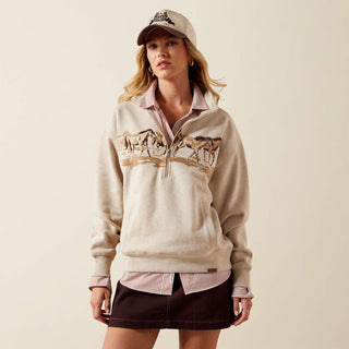 Ariat Running Wild 1/2 Zip Sweatshirt(OATMEAL HEATHER)-10079255
