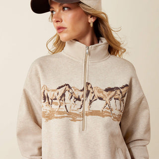 Ariat Running Wild 1/2 Zip Sweatshirt(OATMEAL HEATHER)-10079255