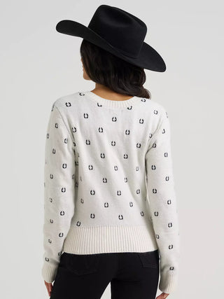 WRANGLER WOMEN'S WESTERN FITTED CARDIGAN SWEATER(White)-