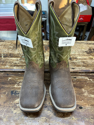Smoky Mountain Kids Distressed Square Toe Boots (Brown/Green) 3412Y