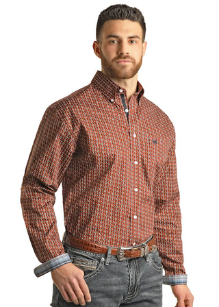 Panhandle Men’s Long Sleeve Shirt- RUST RMB2S02818
