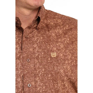 Men's Cinch Brown L/S Print Shirt- MTW110583 BRN