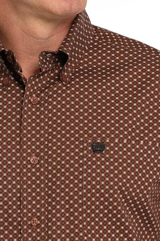 Cinch Men’s L/S Print Shirt(Brown)-MTW1105835 BRN