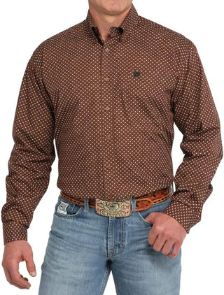 Cinch Men’s L/S Print Shirt(Brown)-MTW1105835 BRN