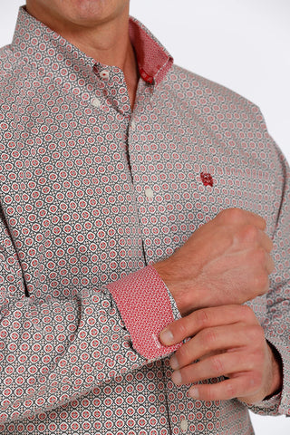 Cinch Men’s LS Shirt(Red/White) -MTW1105459