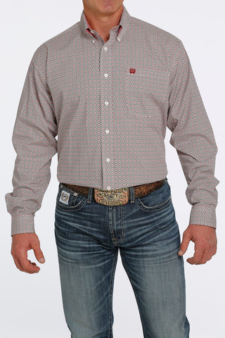 Cinch Men’s LS Shirt(Red/White) -MTW1105459