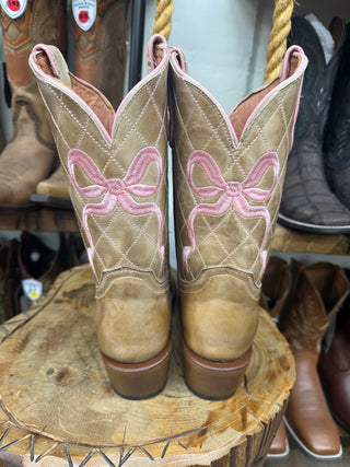 Tanner Mark Square Toe Youth Pink Bow Southwest Boot TMY205474