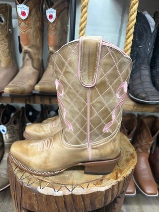 Tanner Mark Square Toe Youth Pink Bow Southwest Boot TMY205474