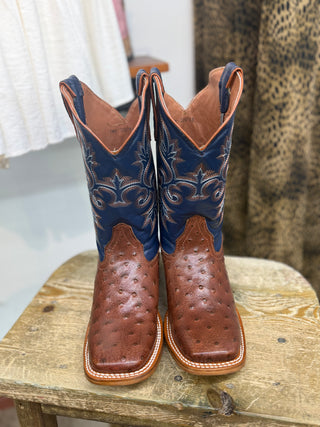 Tanner Mark Kids Ostrich Boot(Cognac/Blue)TMY200788