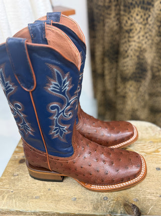 Tanner Mark Kids Ostrich Boot(Cognac/Blue)TMY200788