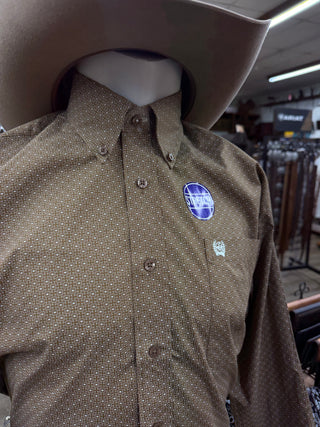 CINCH BROWN GEOMETRIC PRINT SHIRT(BROWN)MTW1106143