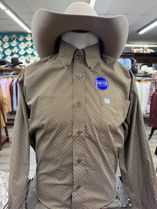 CINCH BROWN GEOMETRIC PRINT SHIRT(BROWN)MTW1106143