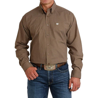 CINCH BROWN GEOMETRIC PRINT SHIRT(BROWN)MTW1106143