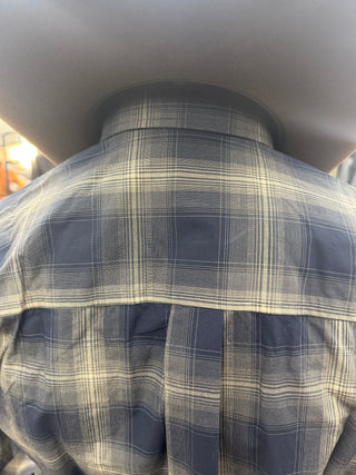 Cinch Men's Navy Plaid Printed Long Sleeve Button Down Shirt(Navy)MTW1106148