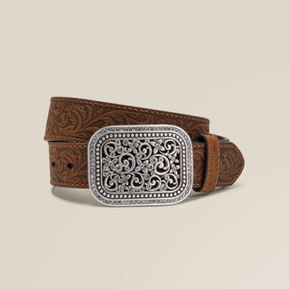 Ariat Women’s Floral Embroidery Leather Belt (Brown) A10006944