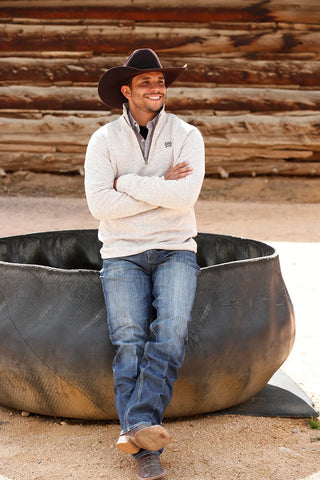 Men's Cinch 1/4 Zip Sweater (Stone) MWK1080013 STN