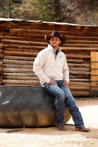 Men's Cinch 1/4 Zip Sweater (Stone) MWK1080013 STN