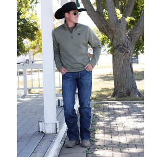 Men's Cinch 1/4 Zip Sweater (Olive) MWK1080021 OLV