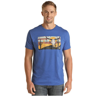 Rock & Roll Western Graphic T-Shirt (Royal Blue)-RRMT21RZMC