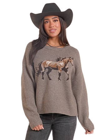 HEATHERED HORSE SWEATER(Taupe)BW32T09971
