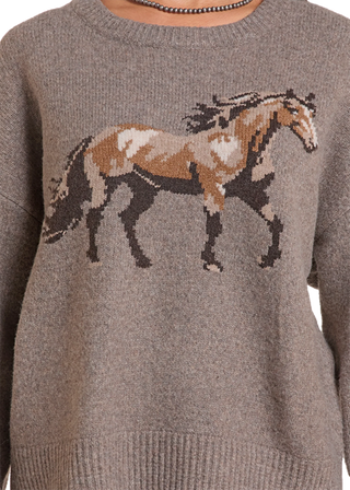 HEATHERED HORSE SWEATER(Taupe)BW32T09971