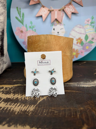 Women’s Western Set of Earrings - Silver CR4364